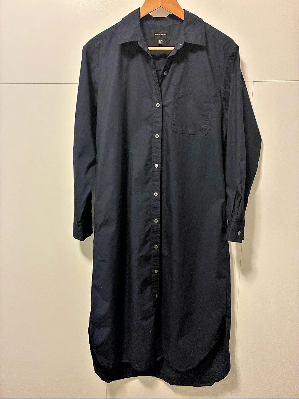 Banana Republic Long Sleeve Shirt Dress in Navy Blue Size Small Like New